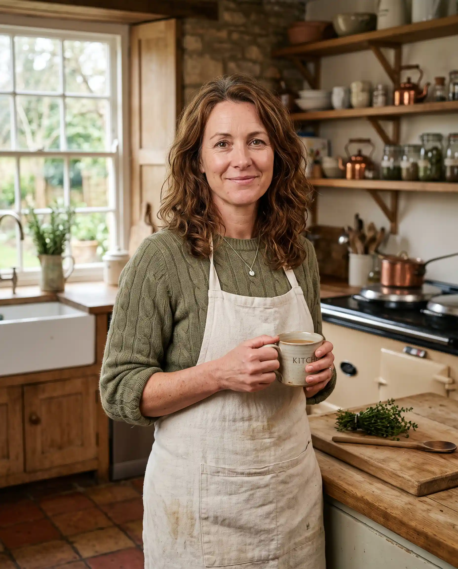 Catherine Mitchell in her Cotswolds farmhouse kitchen