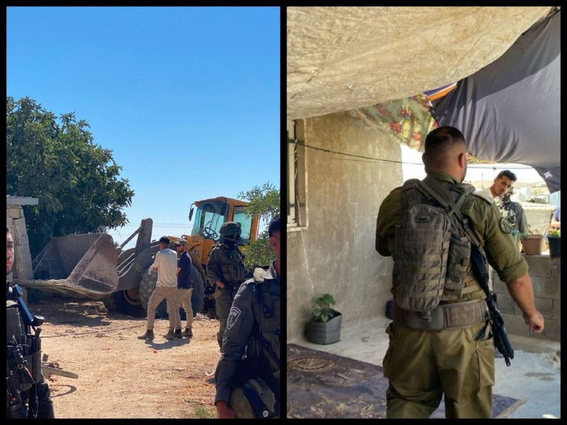 جيش الاحتلال يشرع بهدم منزل المواطن عمار شعيب الهذالين في خربة أم الخير بمسافر يطا جنوب الخليل....