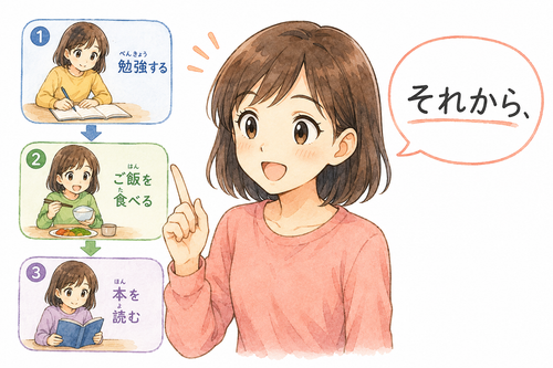 34. それから — dan, kemudian.png