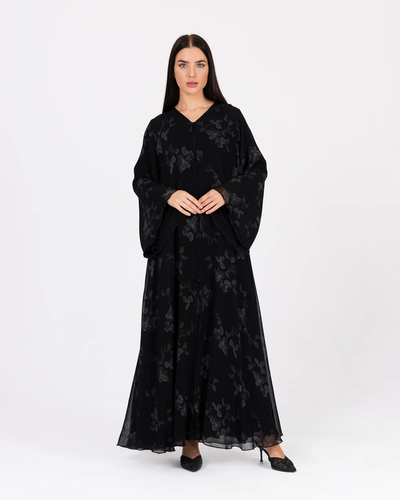 Heritage Threads Indonesian Chiffon Floral Abaya | Elegant Floral Modest Wear for Women.png