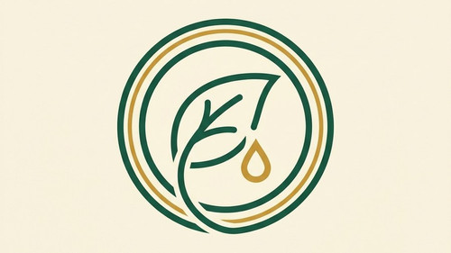 Icono: 100% natural, hoja y gota