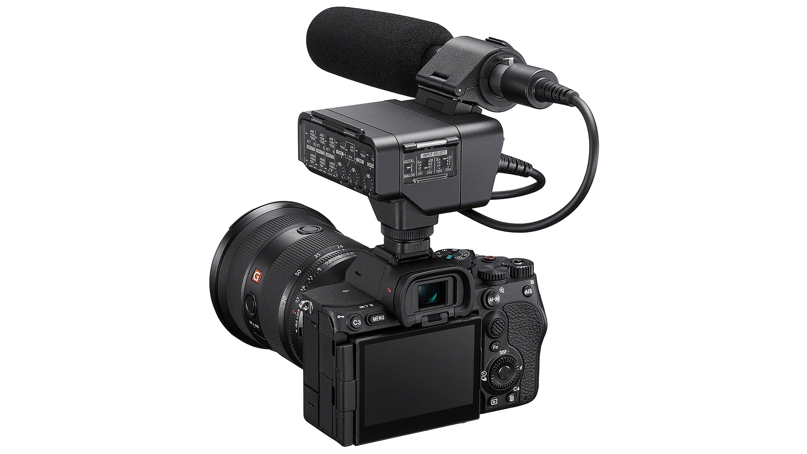 Sony XLR-A4 adapter on camera