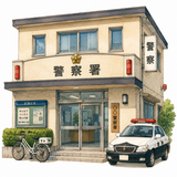 34. 警察（けいさつ）— kantor polisi kepolisian