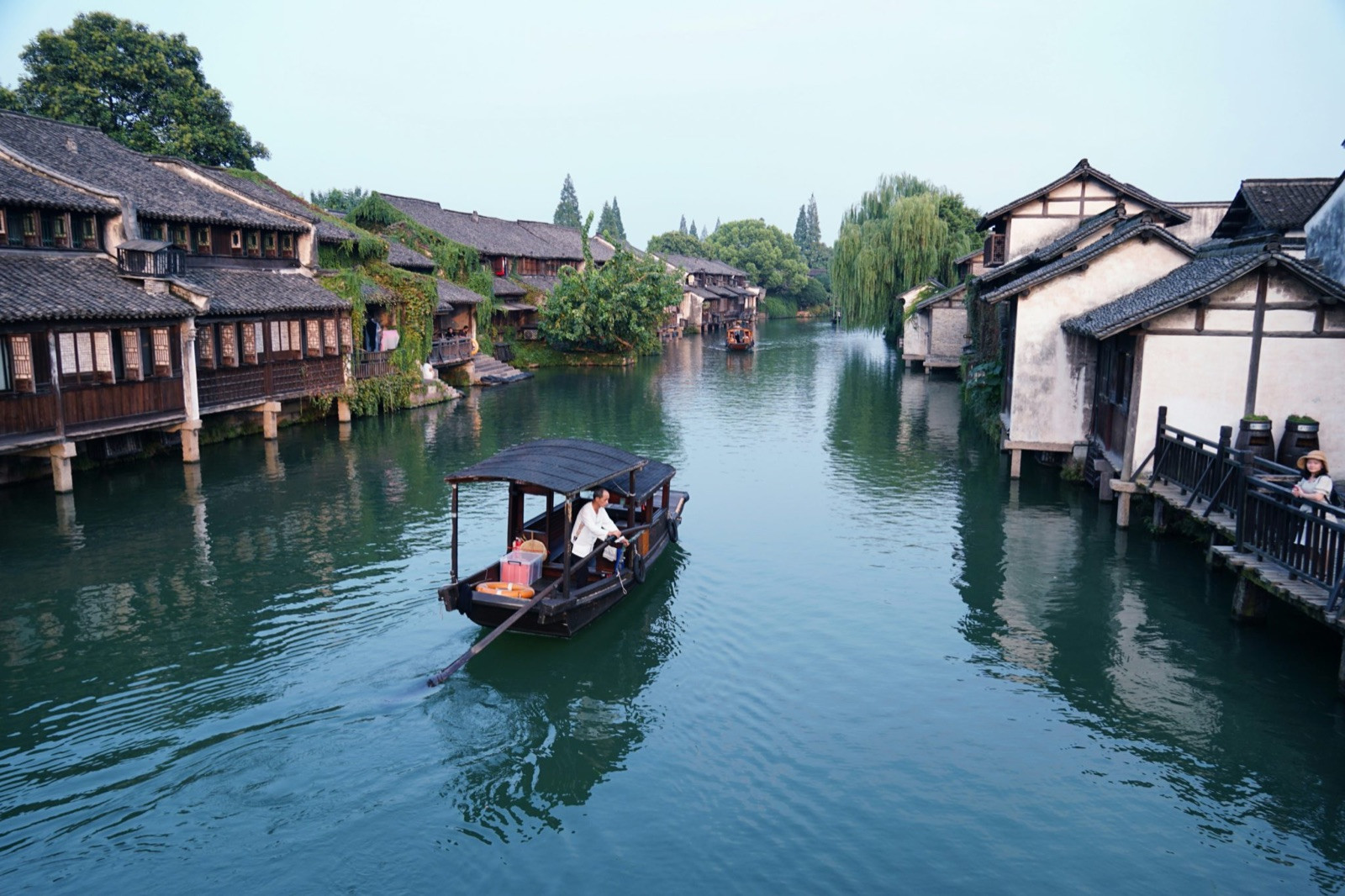 Traditional canal in Wuzhen water town at dusk