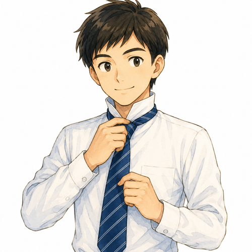 5. ネクタイをします — memakai dasi.png