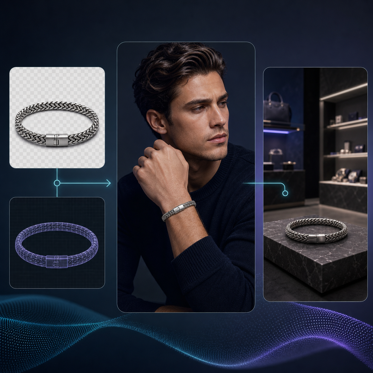 Virtual try-on and object placement workflow for jewelry