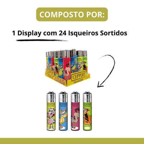 Isqueiro Clipper D24 CP11R CRAZY FARM 1+ LB Display C24 (Grande) (2) (1).jpg