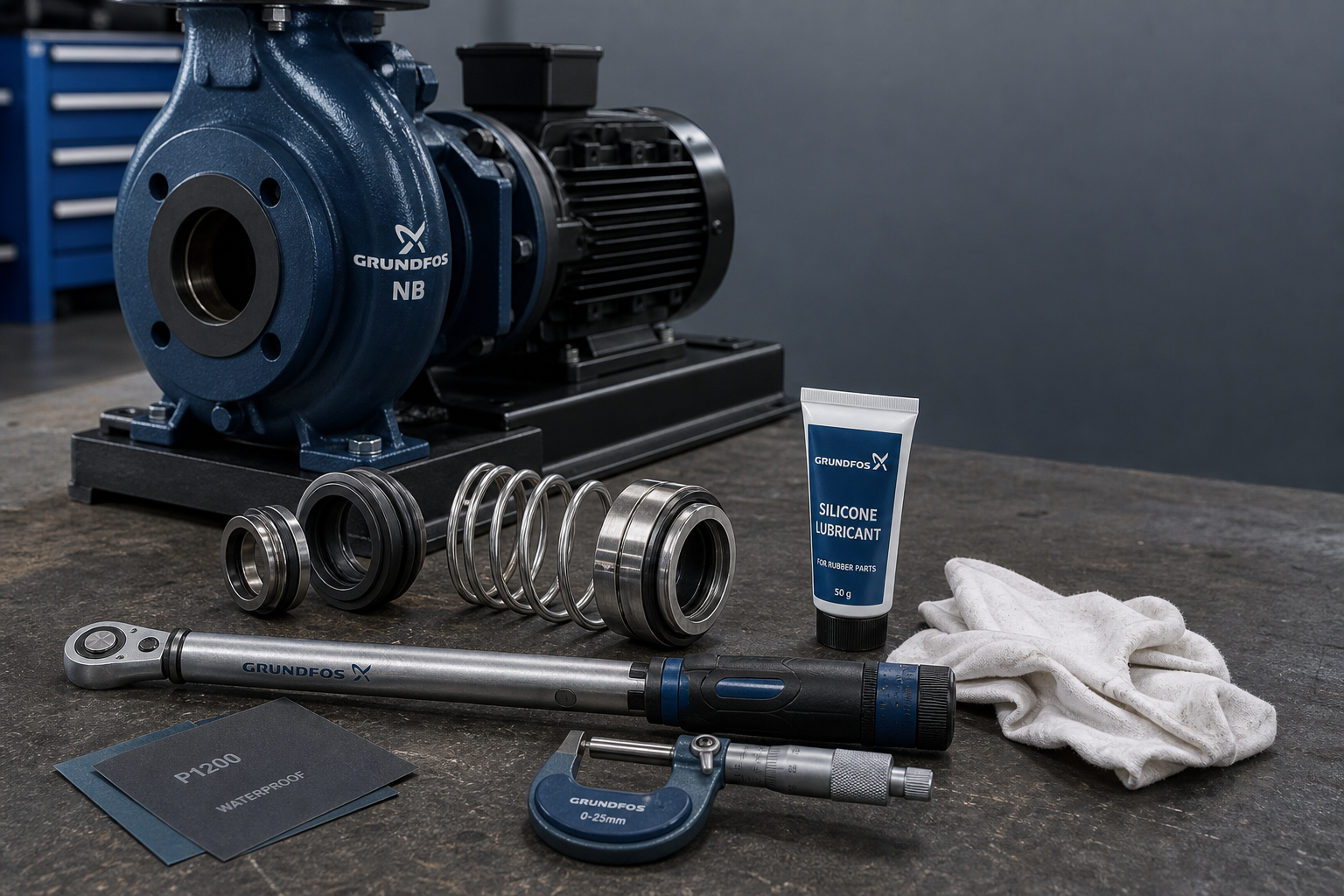 Замена торцевого уплотнения насоса Grundfos NB - инструмент и детали