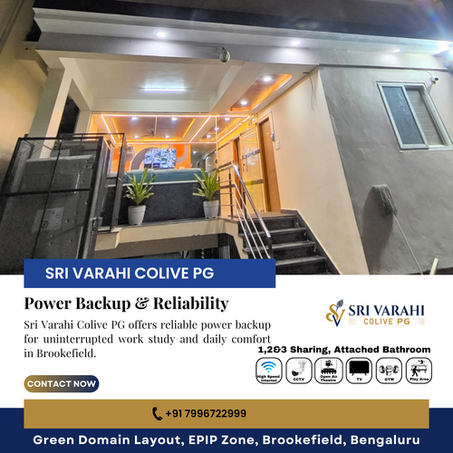 Power cuts will never interrupt your comfort at Sri Varahi Colive PG.