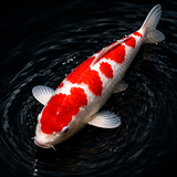 Koi swimming in dark water reflections