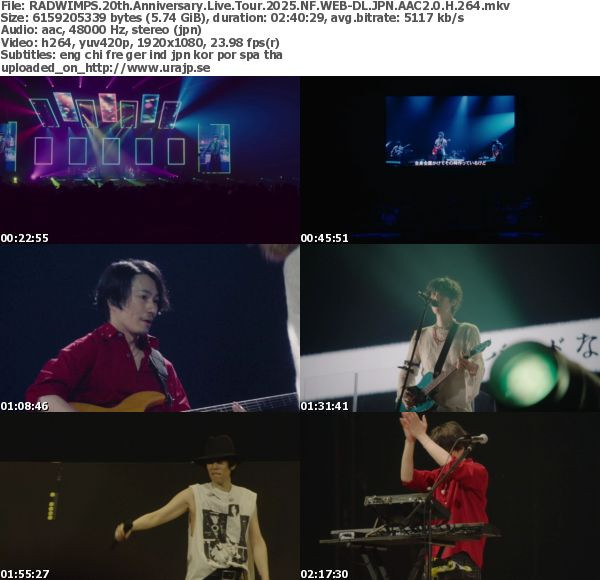 [WEBDL] RADWIMPS 20th ANNIVERSARY LIVE TOUR Live at ARIAKE ARENA (2025.12.27)