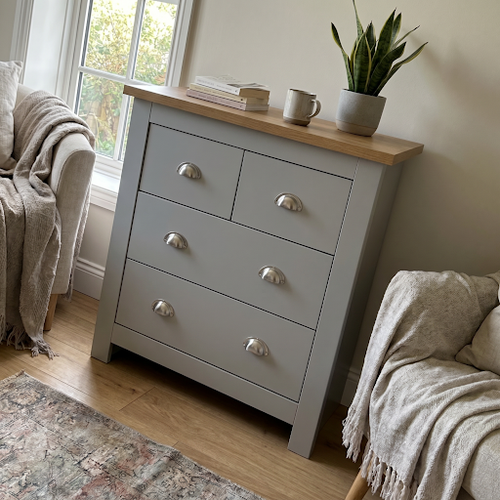 Grey chest of drawers for a shaker-style small room.png