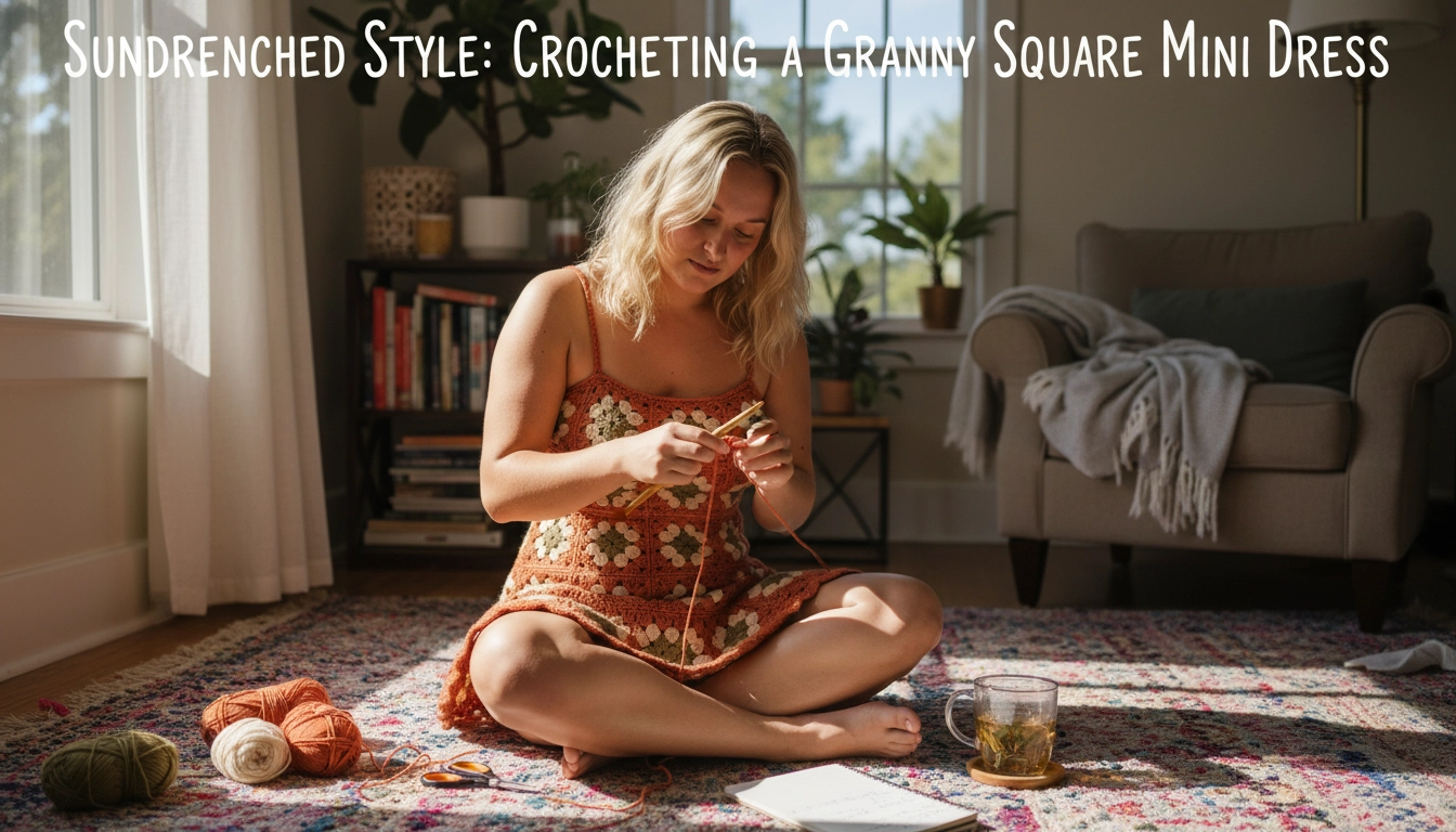 Sundrenched Style: Crocheting a Terracotta Granny Square Mini Dress