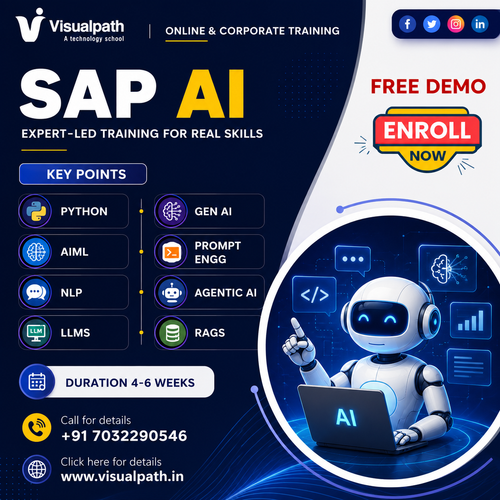 Visualpath presents the comprehensive SAP Artificial Intelligence Course Online for a global audience. We provide specialized corporate training solutions to help development teams across cities like Chennai and Pune upgrade their skills. Our lessons help you excel in the regional SAP AI Training in India module. You will also learn the core methods of SAP Artificial Intelligence Training. Call +91-7032290546.
Visit: https://www.visualpath.in/sap-artificial-intelligence-training.html
WhatsApp: https://wa.me/c/917032290546
Visit our Blog: https://visualpathblogs.com/sap-ai/