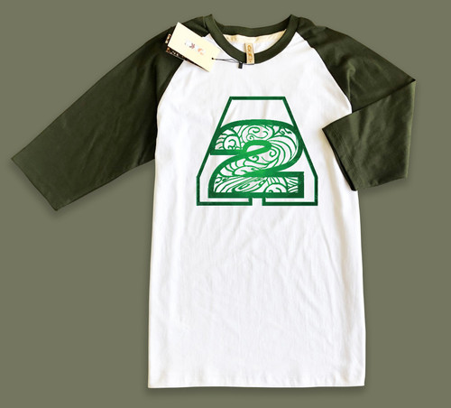 Raglan T Shirt 04 Green White.jpg