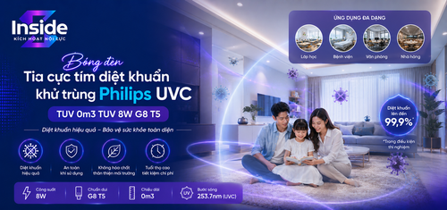 Bo den tia cuc tim diet khuan khu trung TUV Philips UVC 30cm TUV 8W G6 T5 1