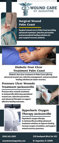 Wound Care St Augustine provides expert Diabetic Foot Ulcer Treatment in Palm Coast, specializing in advanced therapies to prevent infection, promote healing, and reduce complications. Our skilled team ensures personalized care for optimal foot health and long-term diabetic wound management. For more information visit us at:- https://woundcarestaugustine.com/service/skin-substitutes/