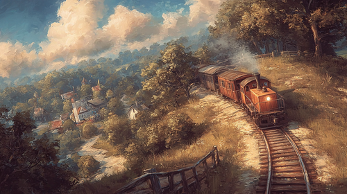 deb train riding around a hill in a spiraling track on a sunn d27a8774 201e 4b5c 8d8b 2bd1cc75876c 1.png