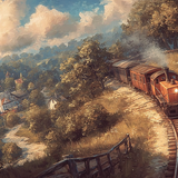 deb train riding around a hill in a spiraling track on a sunn d27a8774 201e 4b5c 8d8b 2bd1cc75876c 1