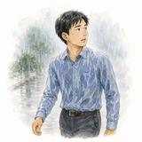 5. 濡れます（ぬれます）— [kemeja] basah