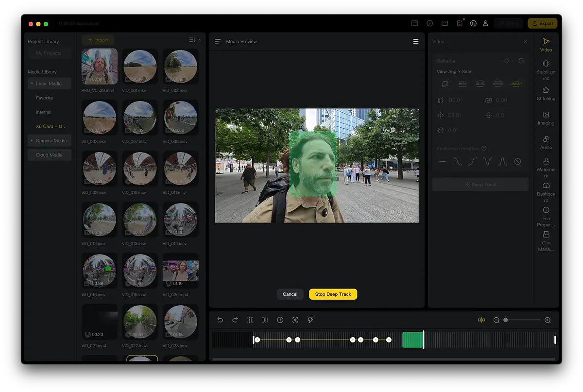 Insta360 Studio in use