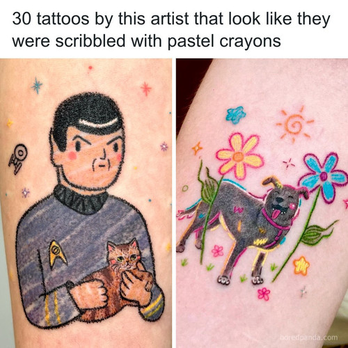 unique crayon tattoo art doga guney.jpg