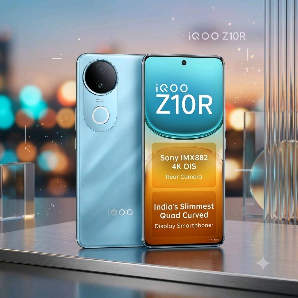 iQOO Z10R 5G smartphone with quad curved AMOLED display