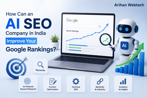 An AI SEO Company in India can improve your Google rankings by combining artificial intelligence with proven search engine optimization strategies. AI-powered tools help identify valuable keywords, analyze competitors, understand search intent, and optimize website content for better visibility. Technical SEO improvements can enhance website speed, mobile performance, indexing, and overall user experience. AI can also support content optimization by identifying topic gaps and recommending relevant terms and structures. In addition, data-driven backlink strategies and continuous performance monitoring help build website authority. With customized AI SEO solutions, businesses can attract targeted organic traffic, improve search visibility, strengthen online presence, and achieve sustainable growth in competitive digital markets. https://www.arihantwebtech.com/ai-powered-seo-company-india.html