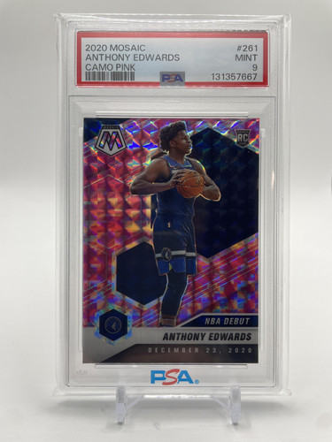 2020 21 Panini Mosaic Anthony Edwards Debut Pink Camo Prizm Rookie #261 PSA 9 (1).1