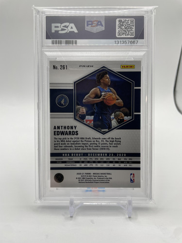 2020 21 Panini Mosaic Anthony Edwards Debut Pink Camo Prizm Rookie #261 PSA 9 (2).1