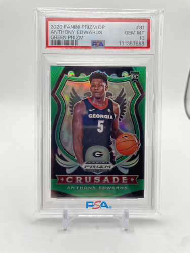 2020 21 Panini Prizm DP Anthony Edwards Crusade Green Prizm Rookie PSA 10 (1).1