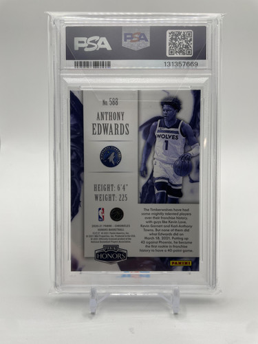 2020 21 Panini Chronicles Anthony Edwards Honors Rookie PSA 10 #588 (2).1