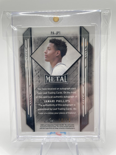 2021 22 Leaf Metal Portrait Jamari Phillips Black Prizm Rookie Auto 10 (2).1