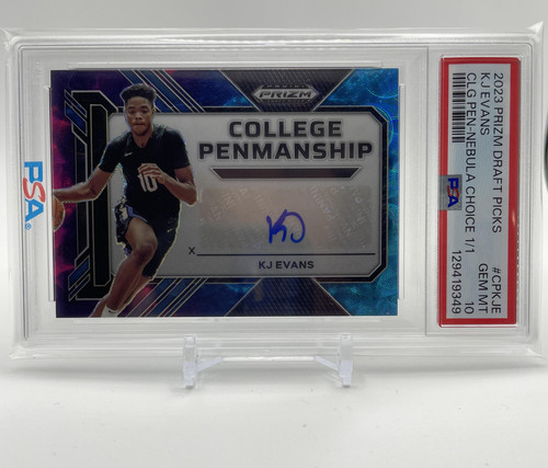 2023 24 Panini Prizm DP Kwame KJ Evans Penmanship Nebula Prizm Auto 11 PSA 10 (1).1