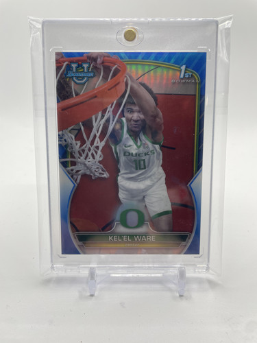 2022 23 Bowman University Chrome Kel'El Ware Blue Refractor 199 (9).1