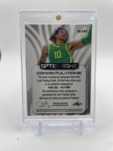 2022 23 Leaf Optichrome Kel'El Ware Black Prizm Rookie Auto 7 (2).1