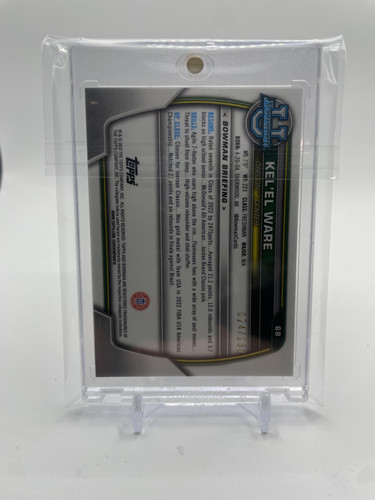2022 23 Bowman University Chrome Kel'El Ware Blue Refractor 199 (10).1