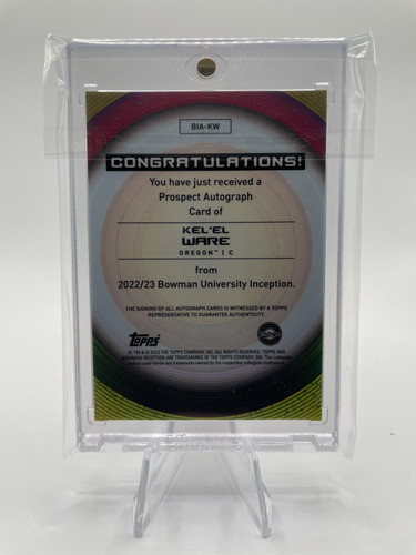 2022 23 Bowman University Inception Kel'El Ware Blue Foil Rookie Auto 99 (2).1