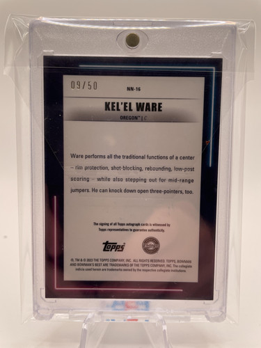 2022 23 Bowman University Best Kel'El Ware Neon Lava Refractor Auto 50 #NN 16 (2)