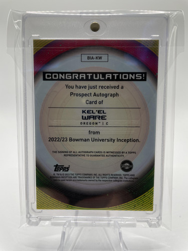 2022 23 Bowman University Inception Kel'El Ware Fuchsia Foil Rookie Auto 75 (2).1