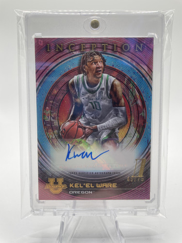 2022 23 Bowman University Inception Kel'El Ware Fuchsia Foil Rookie Auto 75 (1).1