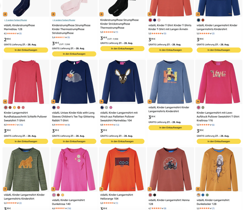 Viele vidaXL Sachen für 3,99 €