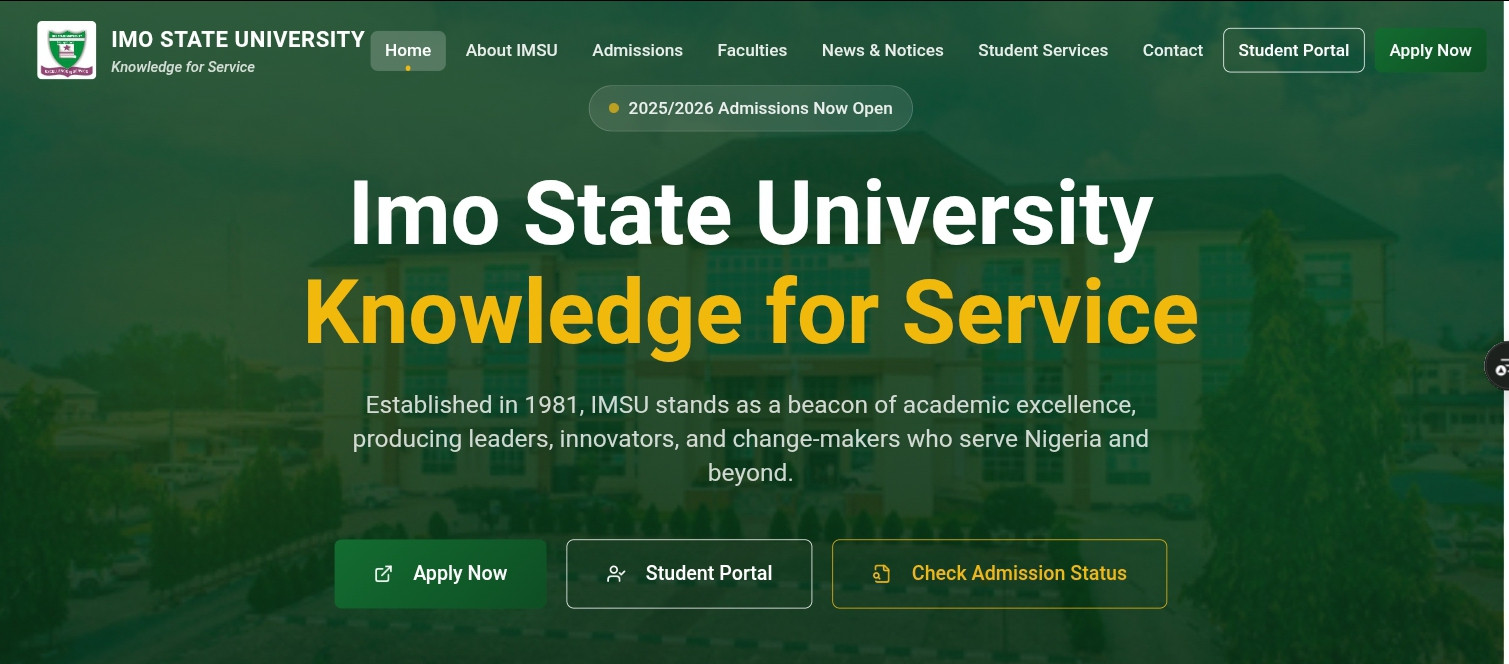 Redesigned Imo State University Portal, UI/UX Redesign Concept