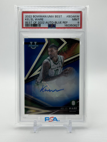 2022 23 Bowman University Best Kel'El Ware Blue Refractor Auto 150 PSA 9 (9).1