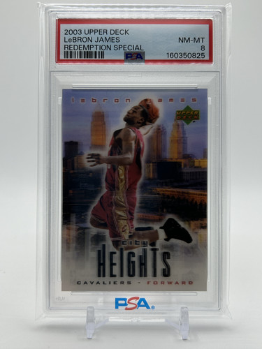 2003 04 Upper Deck Lebron James City Heights Redemption SP Rookie PSA 8 (1).1