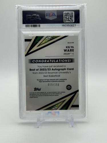 2022 23 Bowman University Best Kel'El Ware Blue Refractor Auto 150 PSA 9 (10).1
