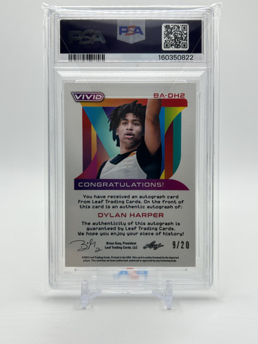 2022 23 Leaf Vivid Dylan Harper Black Prizm Rookie Auto 20 PSA 9 (2).1