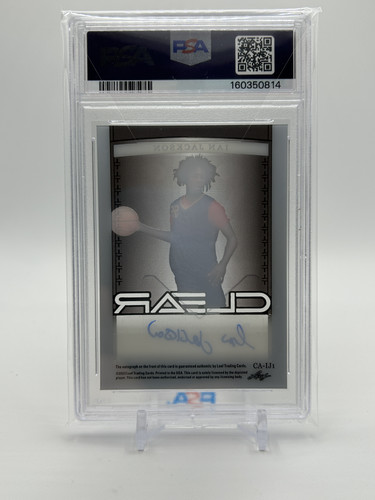 2022 23 Leaf Trinity Clear Ian Jackson Black Gold Rookie Auto 11 PSA 7 (2).1