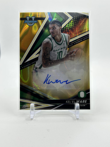 2022 23 Bowman University Best Kel'El Ware Gold Lava Refractor Auto 75 (3).1
