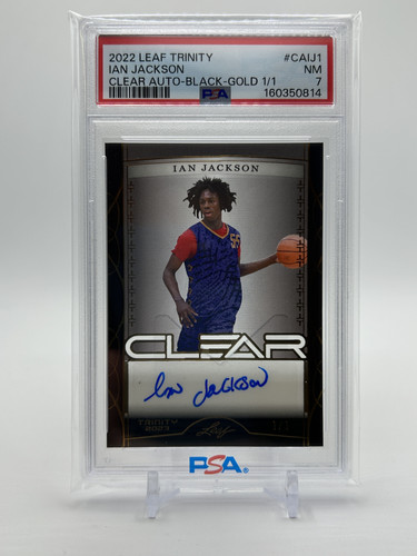 2022 23 Leaf Trinity Clear Ian Jackson Black Gold Rookie Auto 11 PSA 7 (1).1